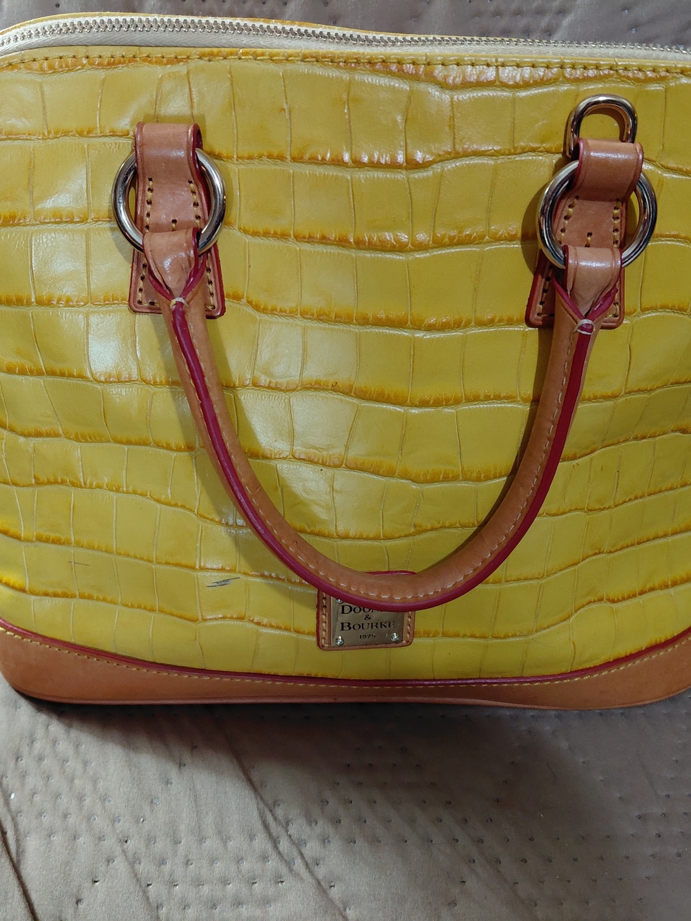 Dooney & Bourke Yellow Croc-Embossed Satchel
